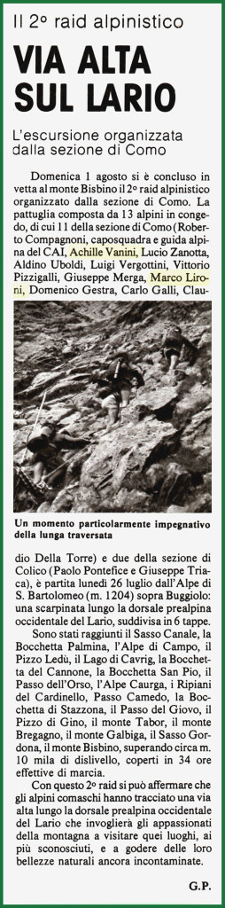 Articolo  pubblicato sul mensile A.N.A. "L'Alpino" n° 10 del novembre 1982